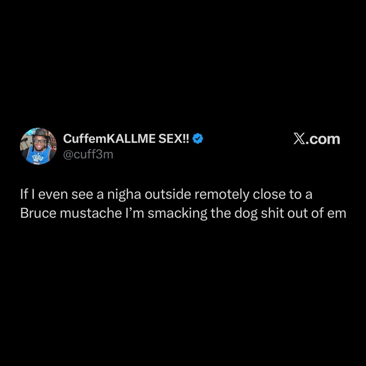 Cuffem threatens violence over Bruce mustache