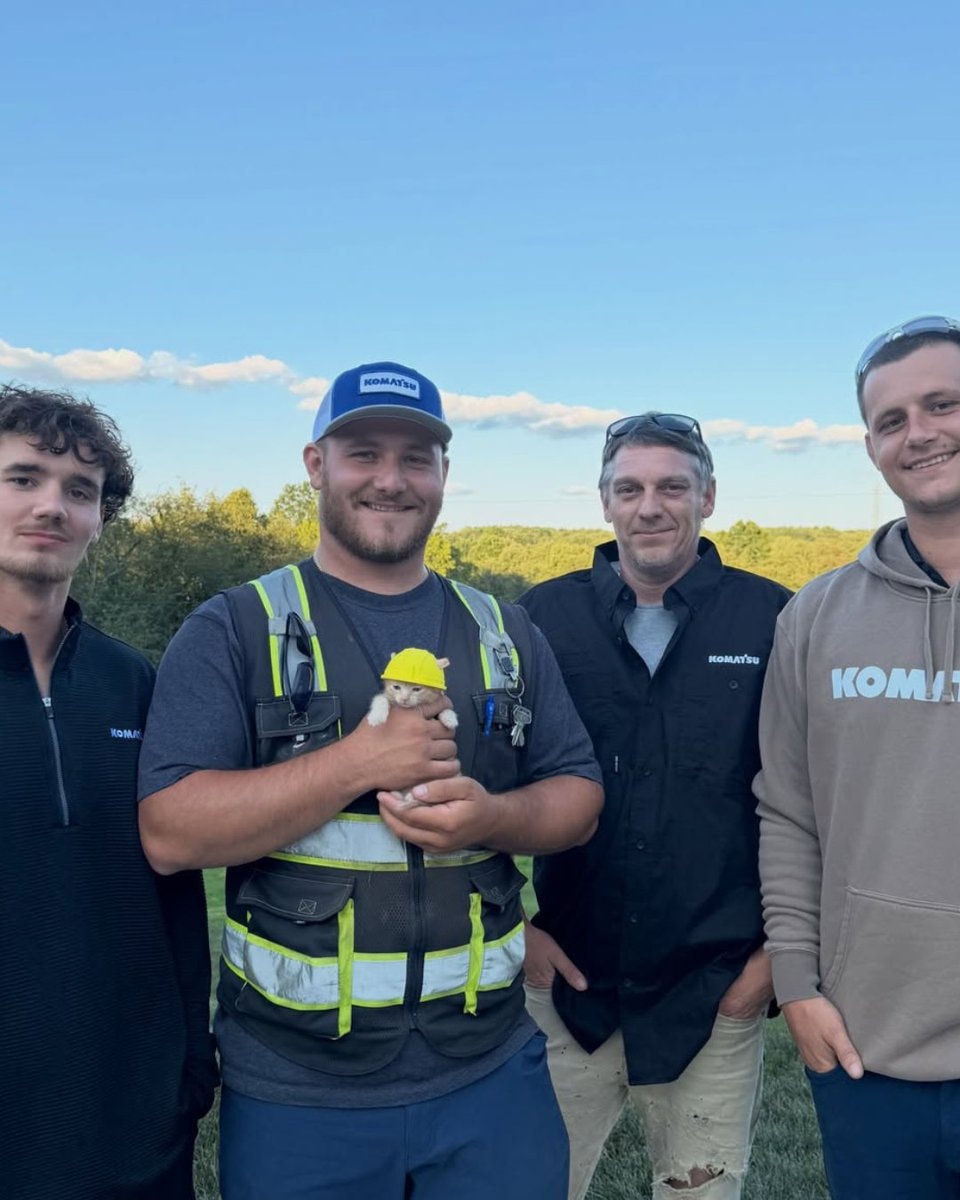 Komatsu crew adopts kitten Sue