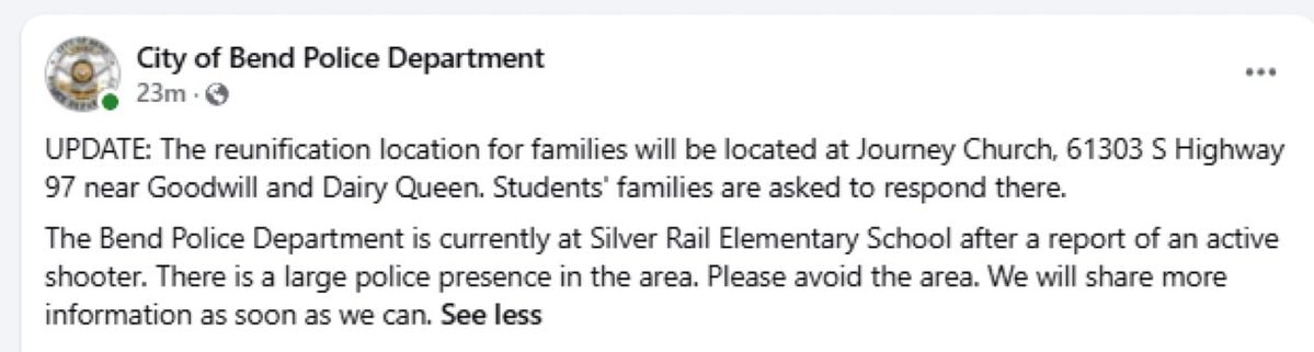 Bend Oregon active shooter update