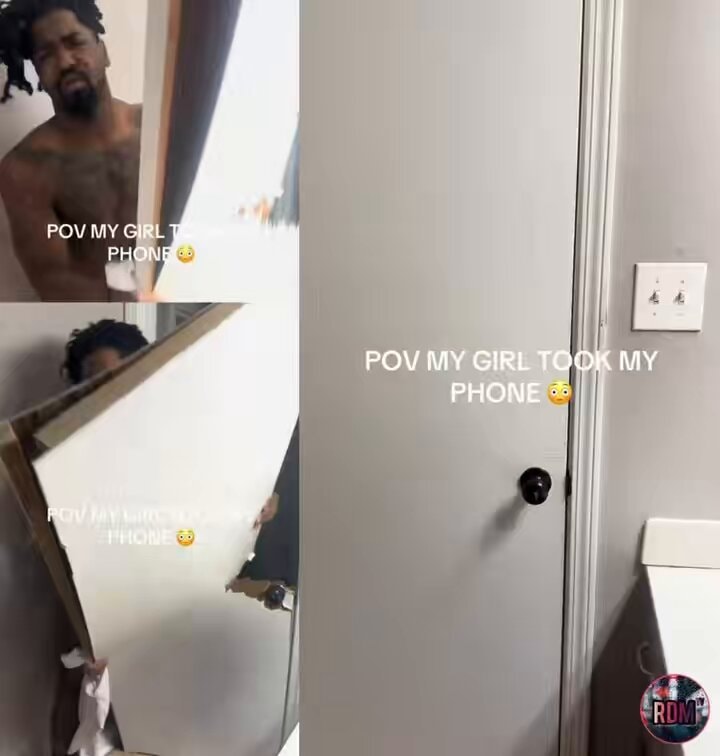 Man breaks down bathroom door for phone