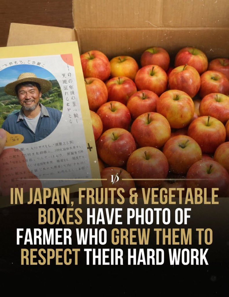 japan farmer photo on fruit box