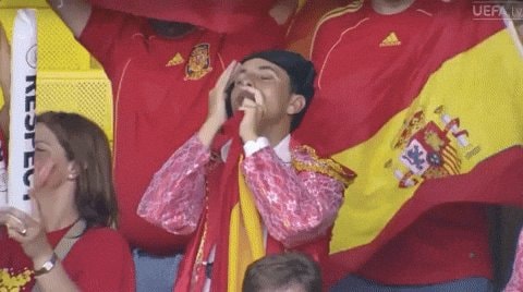 Matador fan celebrating Spain goal