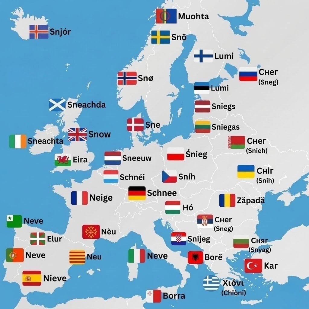 How to say snow in Europe How to say snow in Europe