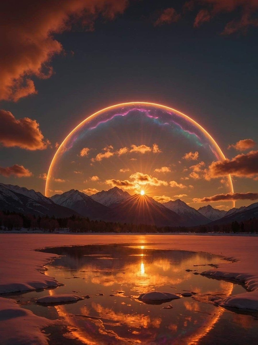 surreal sunset landscape with glowing orb surreal sunset landscape with glowing orb