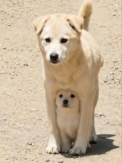 Protective dog steps between strangers