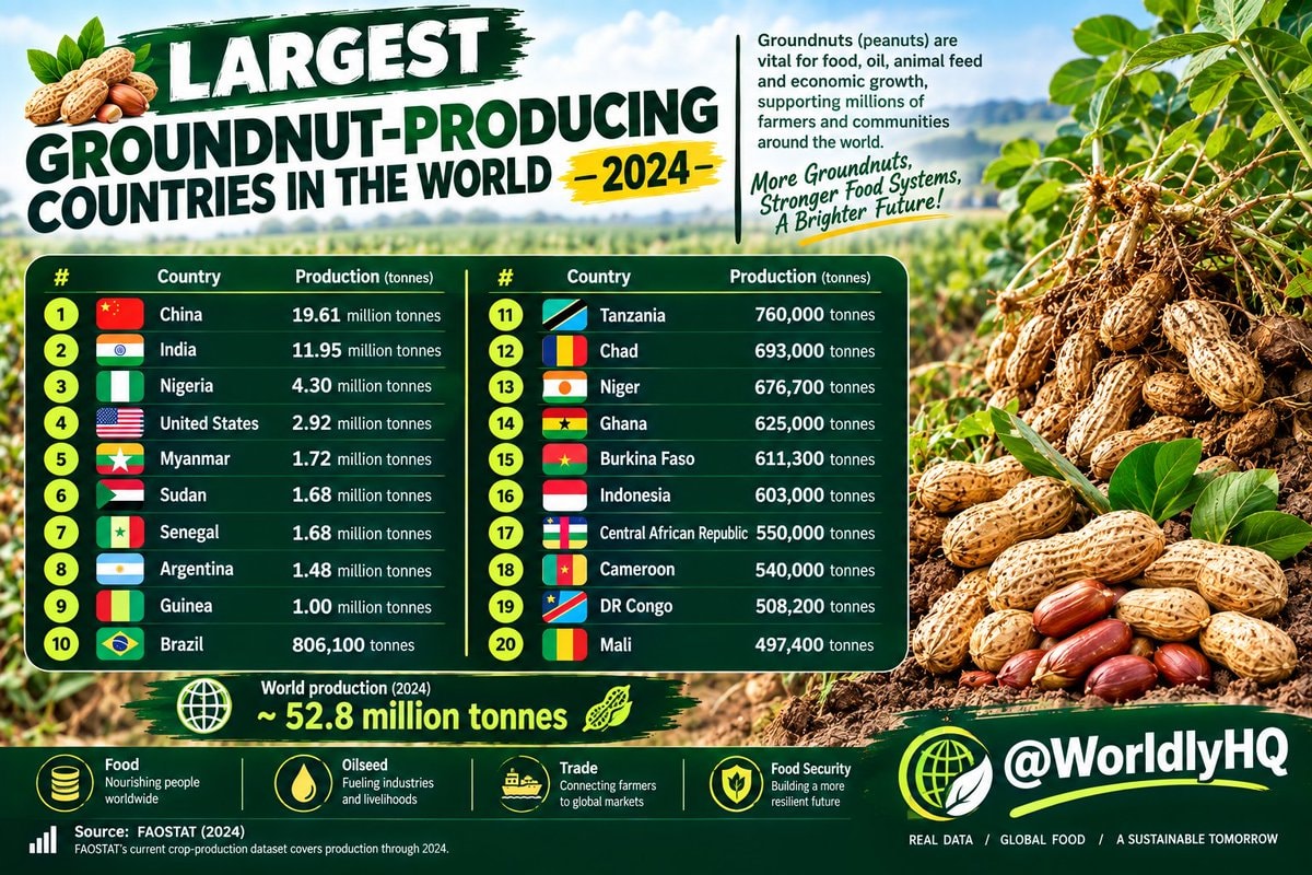Largest groundnut-producing countries 2024 Largest groundnut-producing countries 2024
