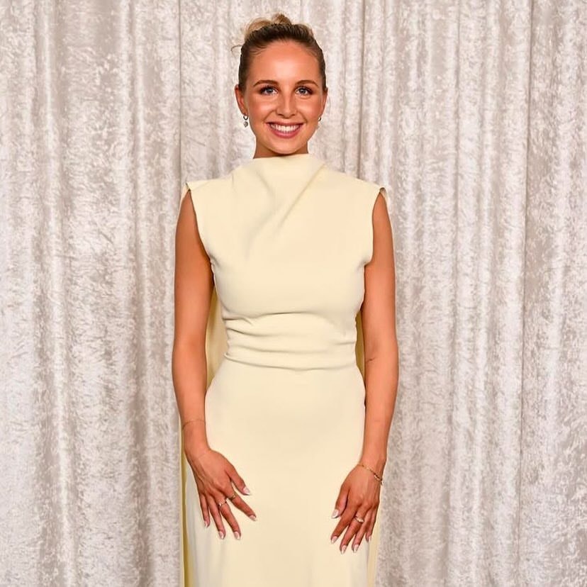Eden Taylor-Draper pale yellow dress (photo 1 of 2)