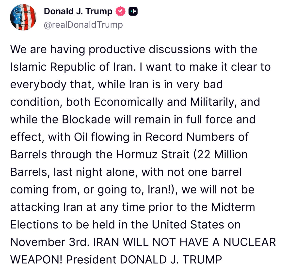 Trump Iran Election Statement