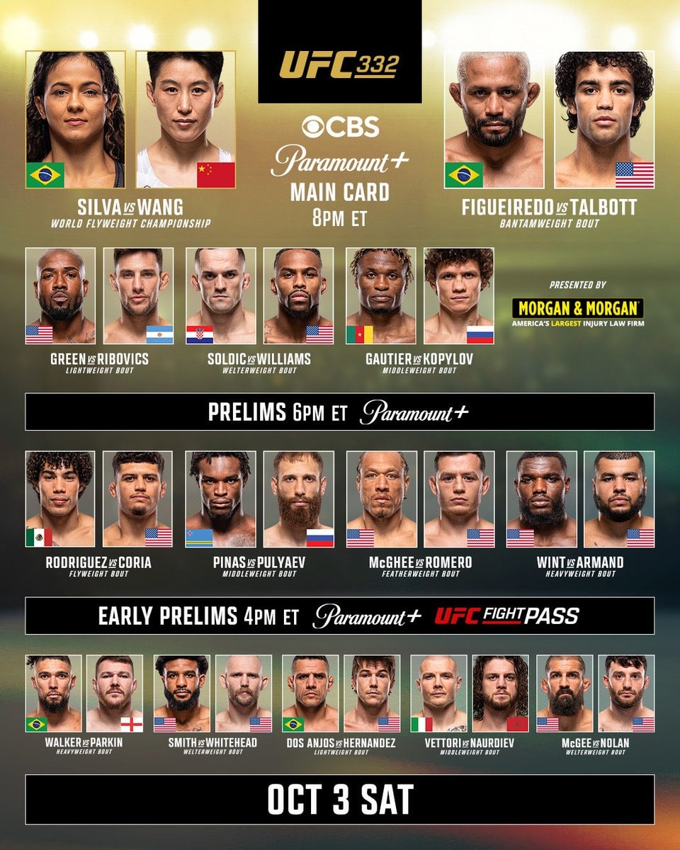 UFC 332 fight card