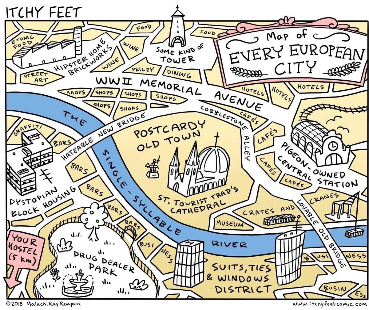 Map of EVERY EUROPEAN CITY by Malachi Ray Rempen