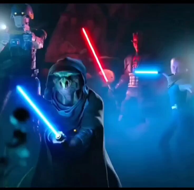 Vader vs multiple Force users in Clone Wars style Vader vs multiple Force users in Clone Wars style
