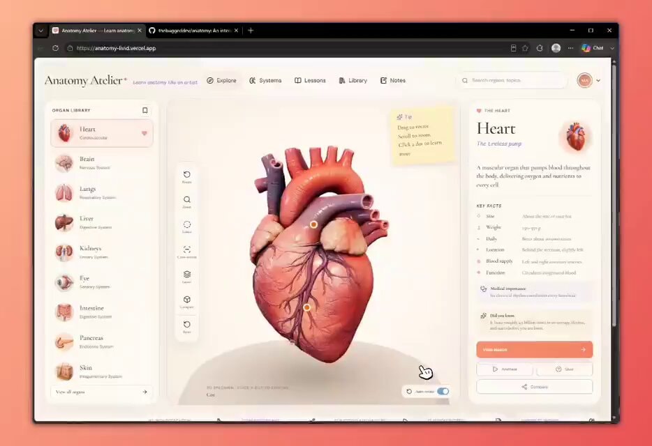 Anatomy Atelier 3D anatomy app