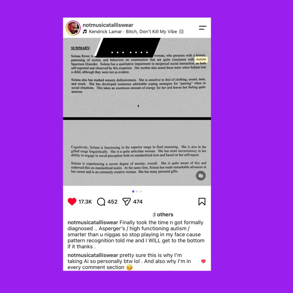 SZA high-functioning autism (photo 2 of 2)