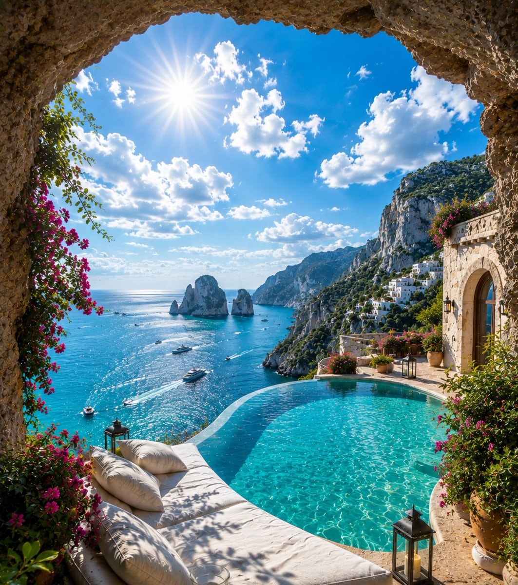 Capri Italy infinity pool view