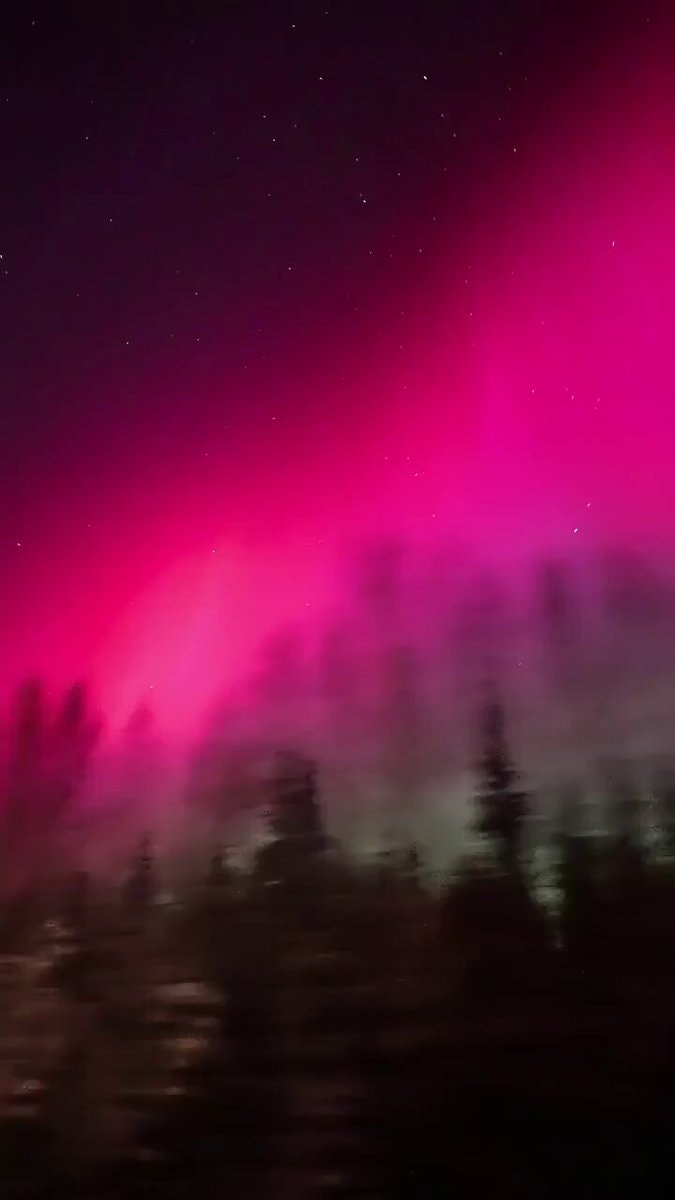 pink aurora over Fairbanks Alaska
