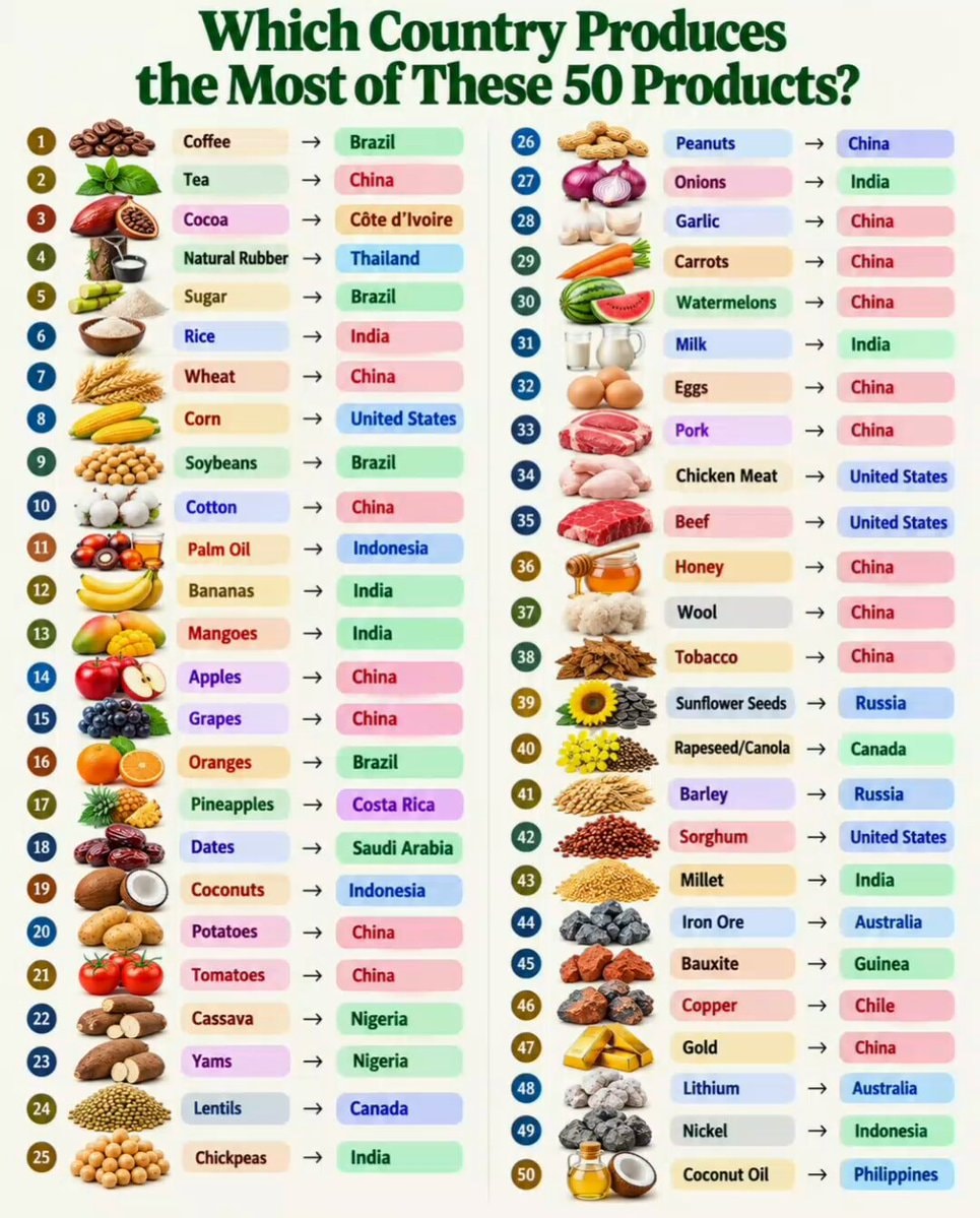 Global Agricultural Production Rankings