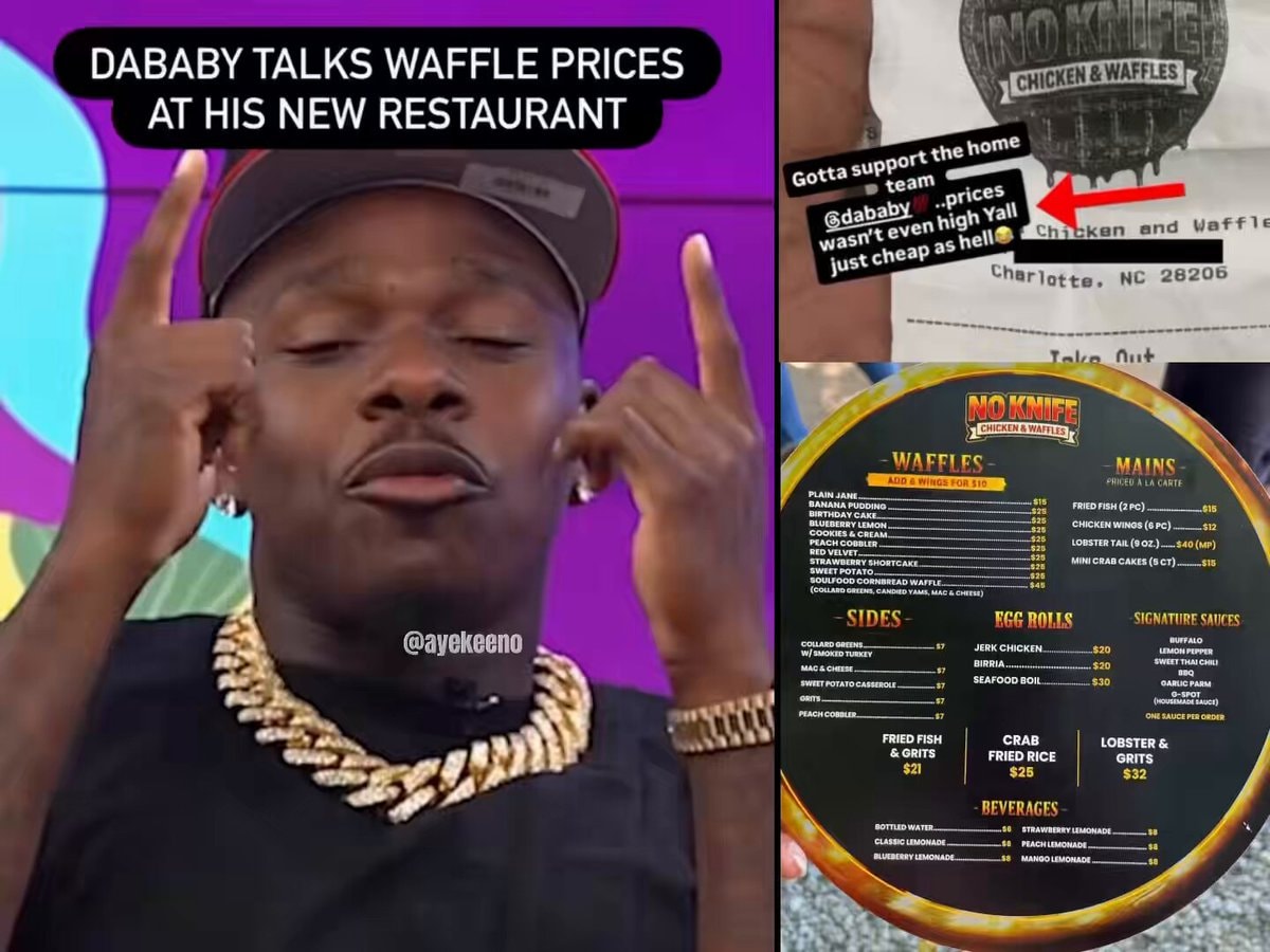 DaBaby defends $45 waffle at NO KNIFE CHICKEN & WAFFLES