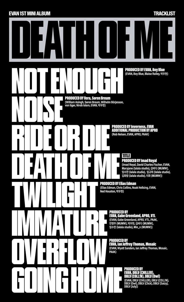 Evan Death Of Me tracklist (photo 2 of 2)