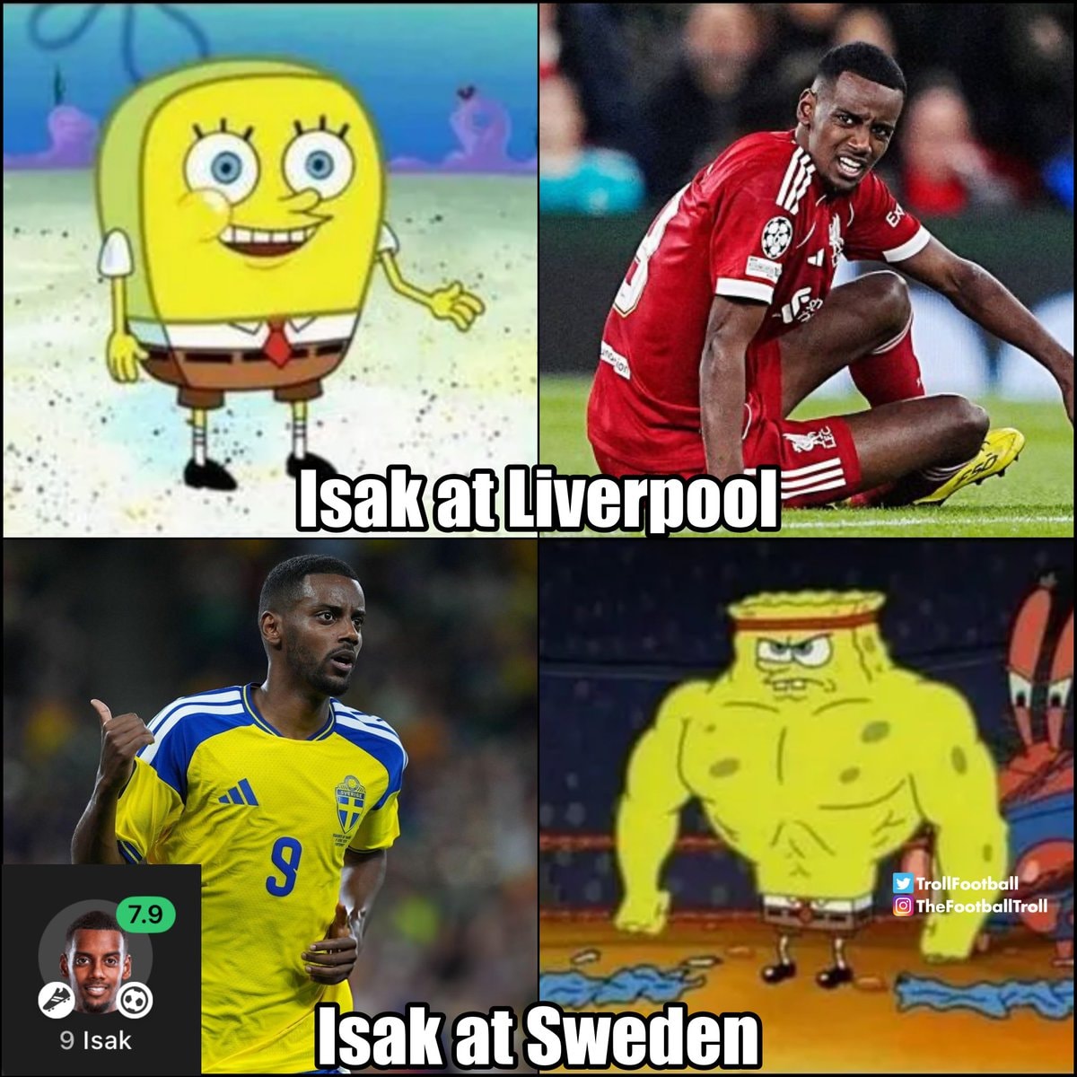 Alexander Isak Liverpool vs Sweden meme