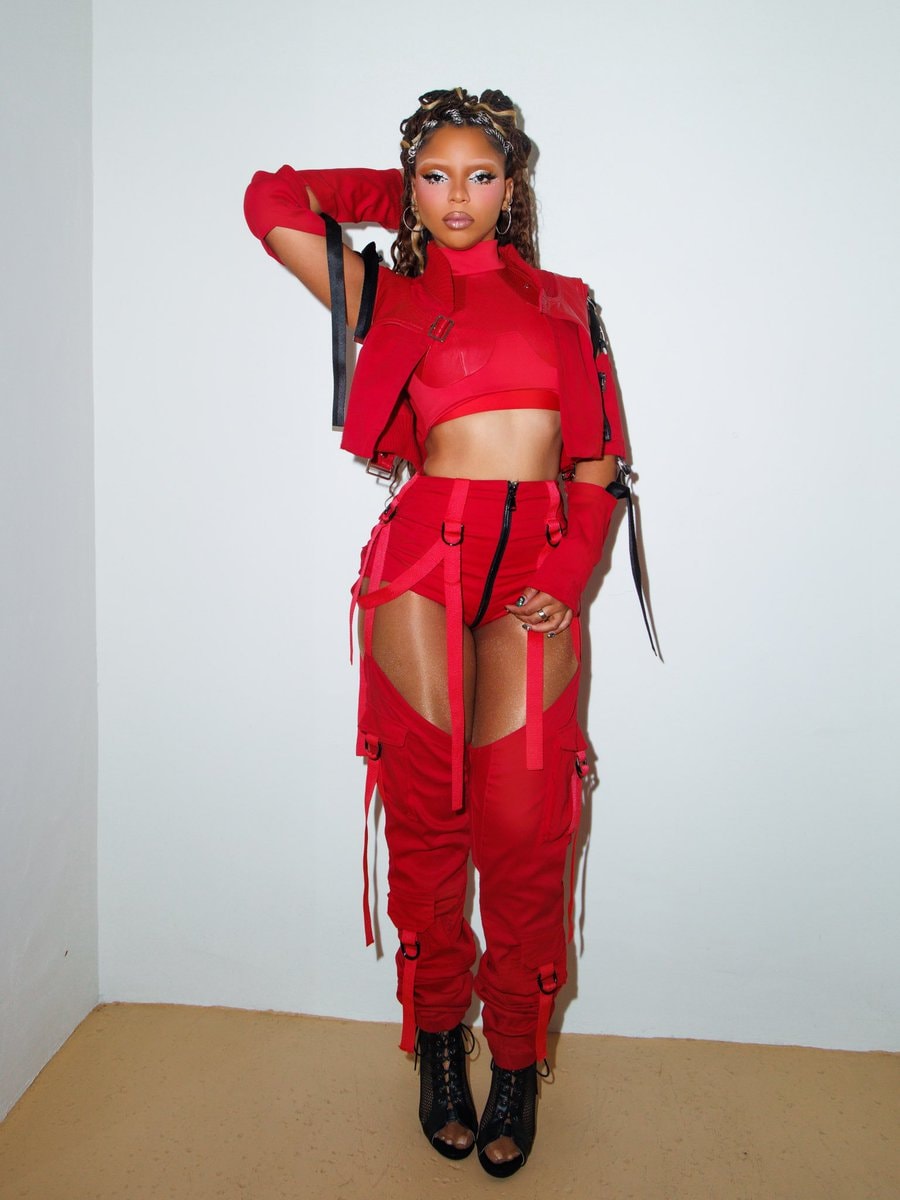 Chlöe futuristic red outfit (photo 2 of 2)