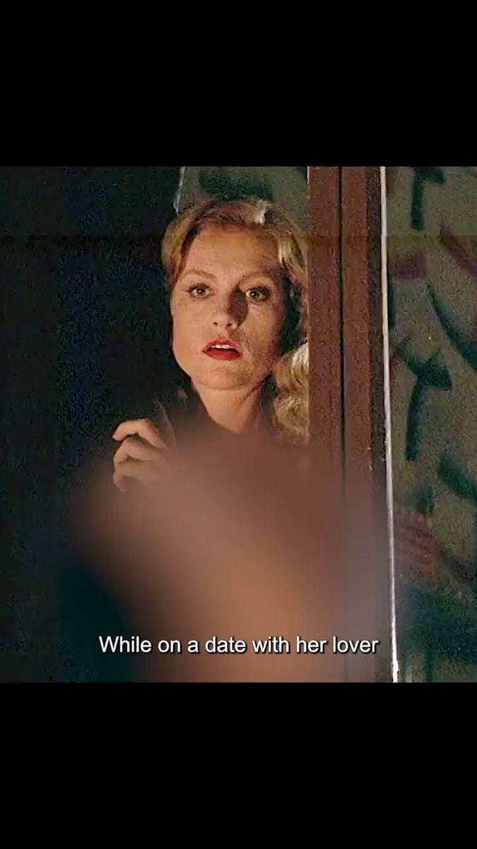 Movie scene with blonde woman