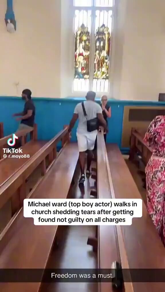 Michael Ward cries in church after not guilty verdict