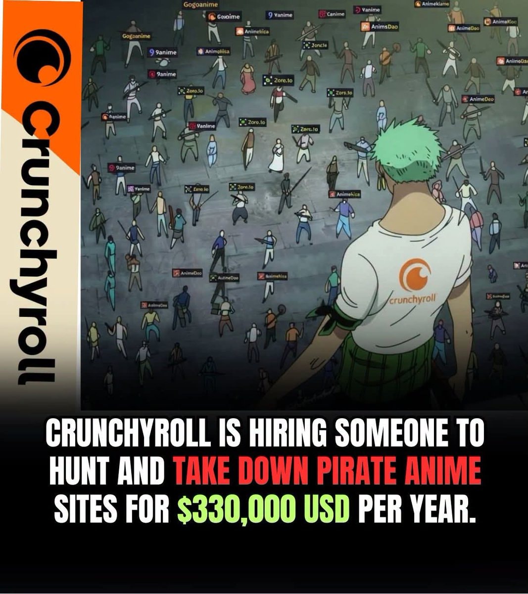 anime character in Crunchyroll shirt