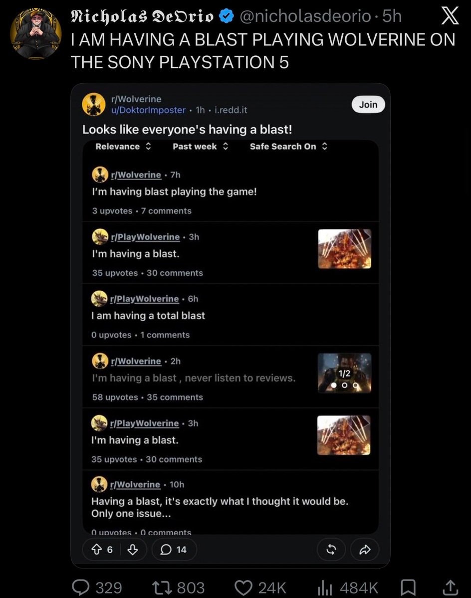 Nicholas DeOrio Wolverine Reddit critique