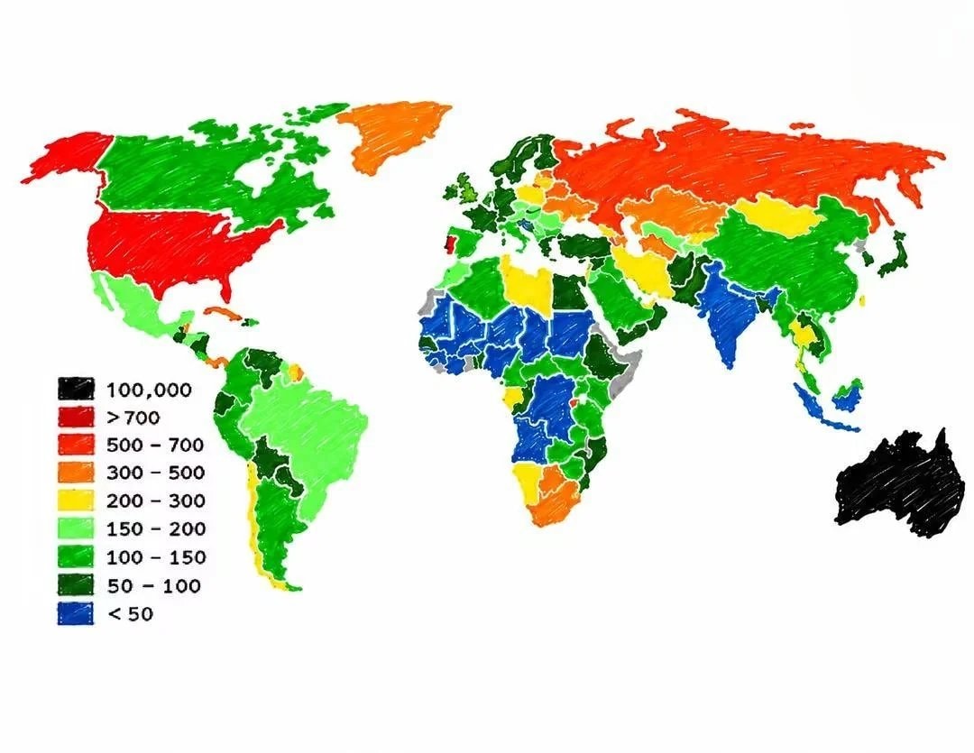 Prison population per 100,000 people