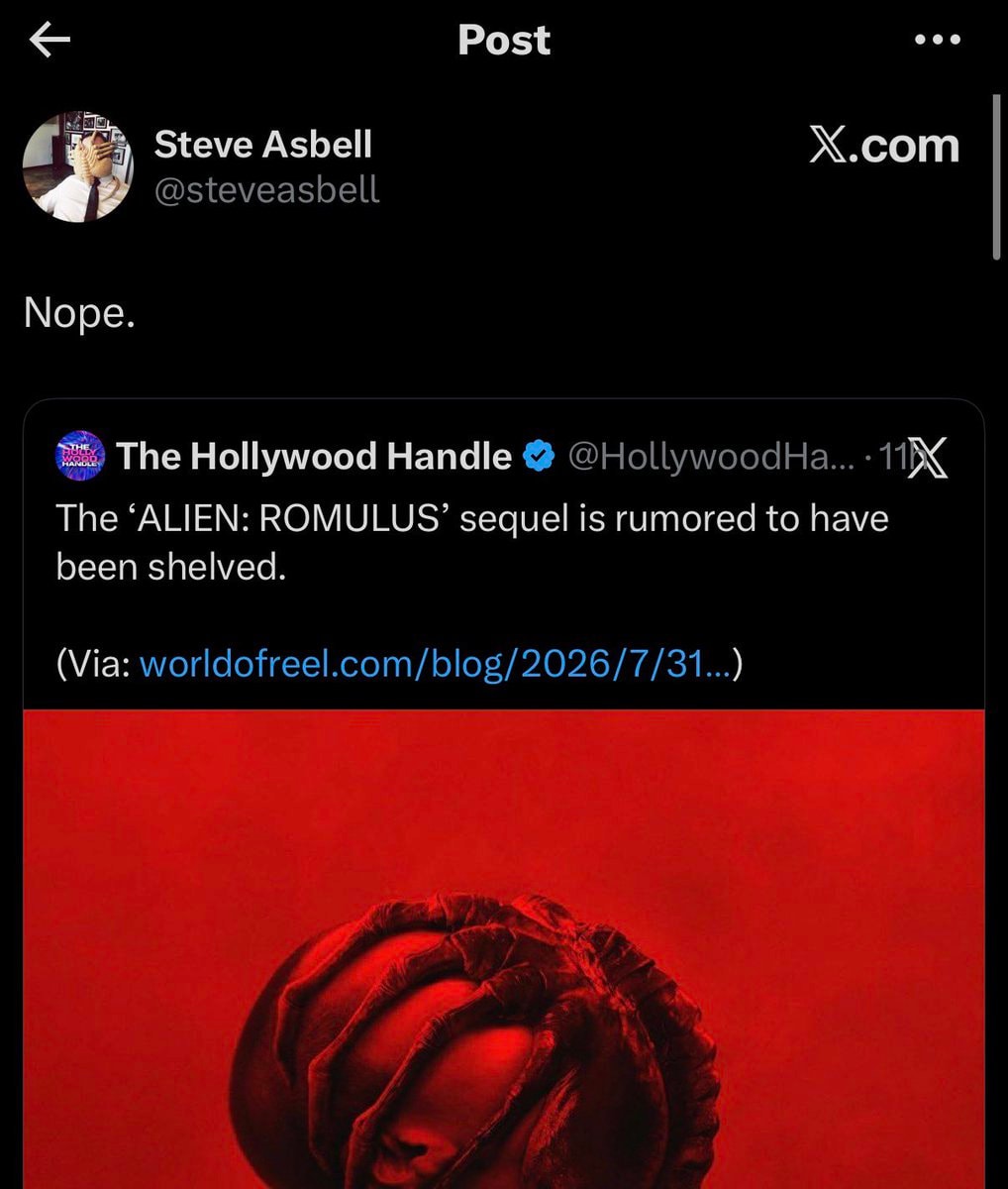 Steve Asbell denies ALIEN ROMULUS sequel rumor (photo 1 of 2)