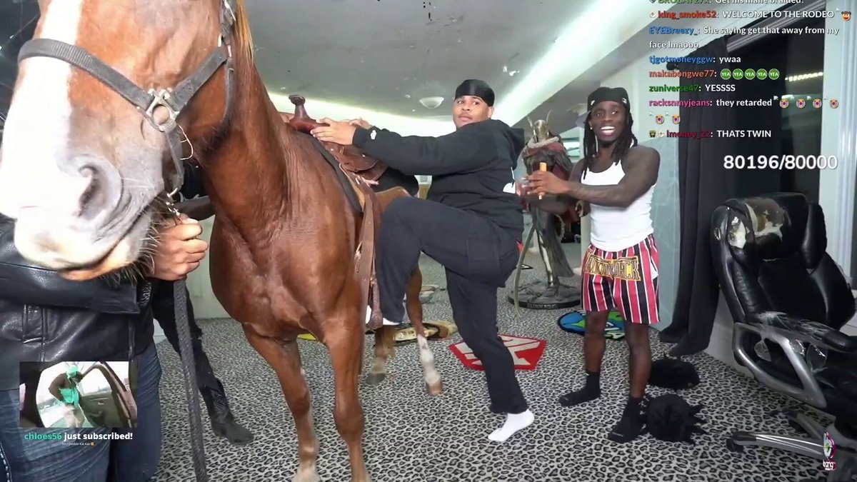 Kai Cenat and Fanum with a horse