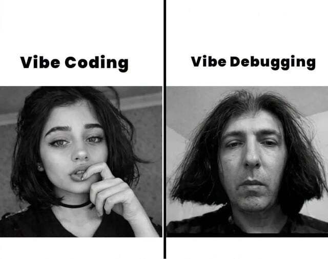 Vibe Coding vs Vibe Debugging meme