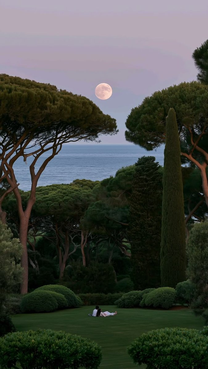 Couple under full moon