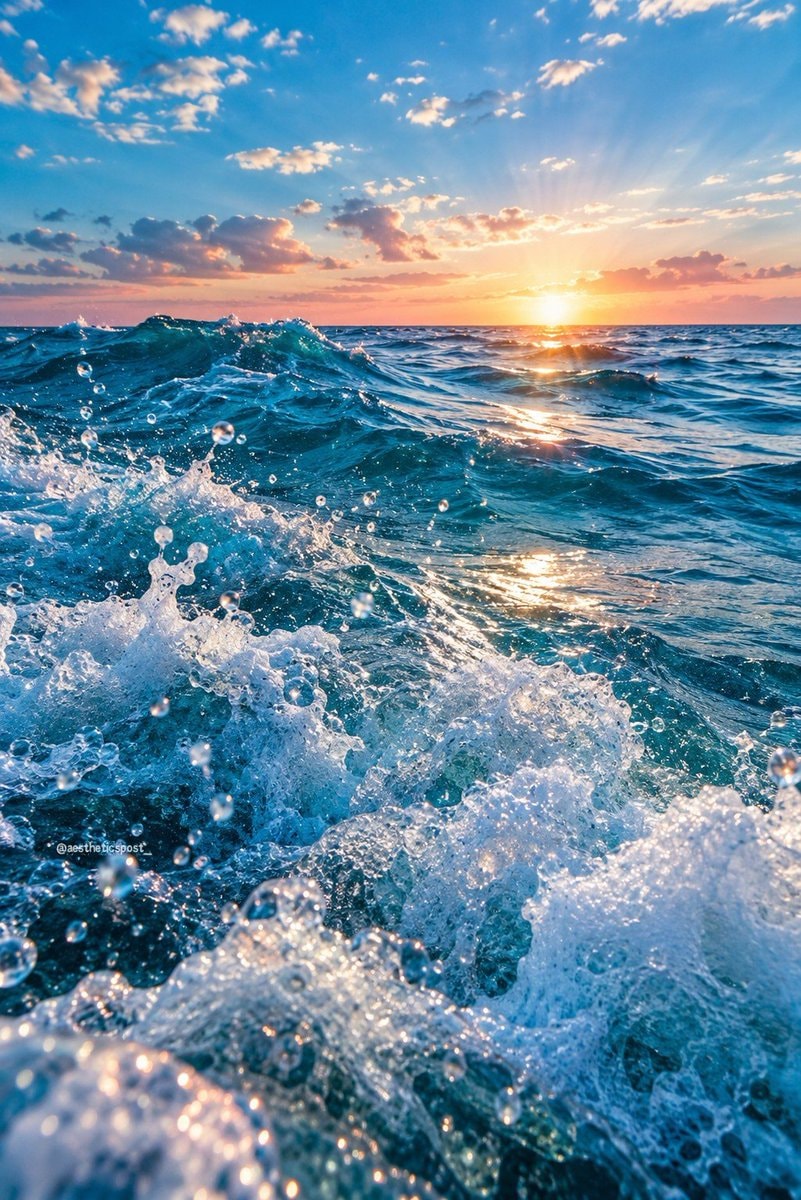 sunset ocean waves