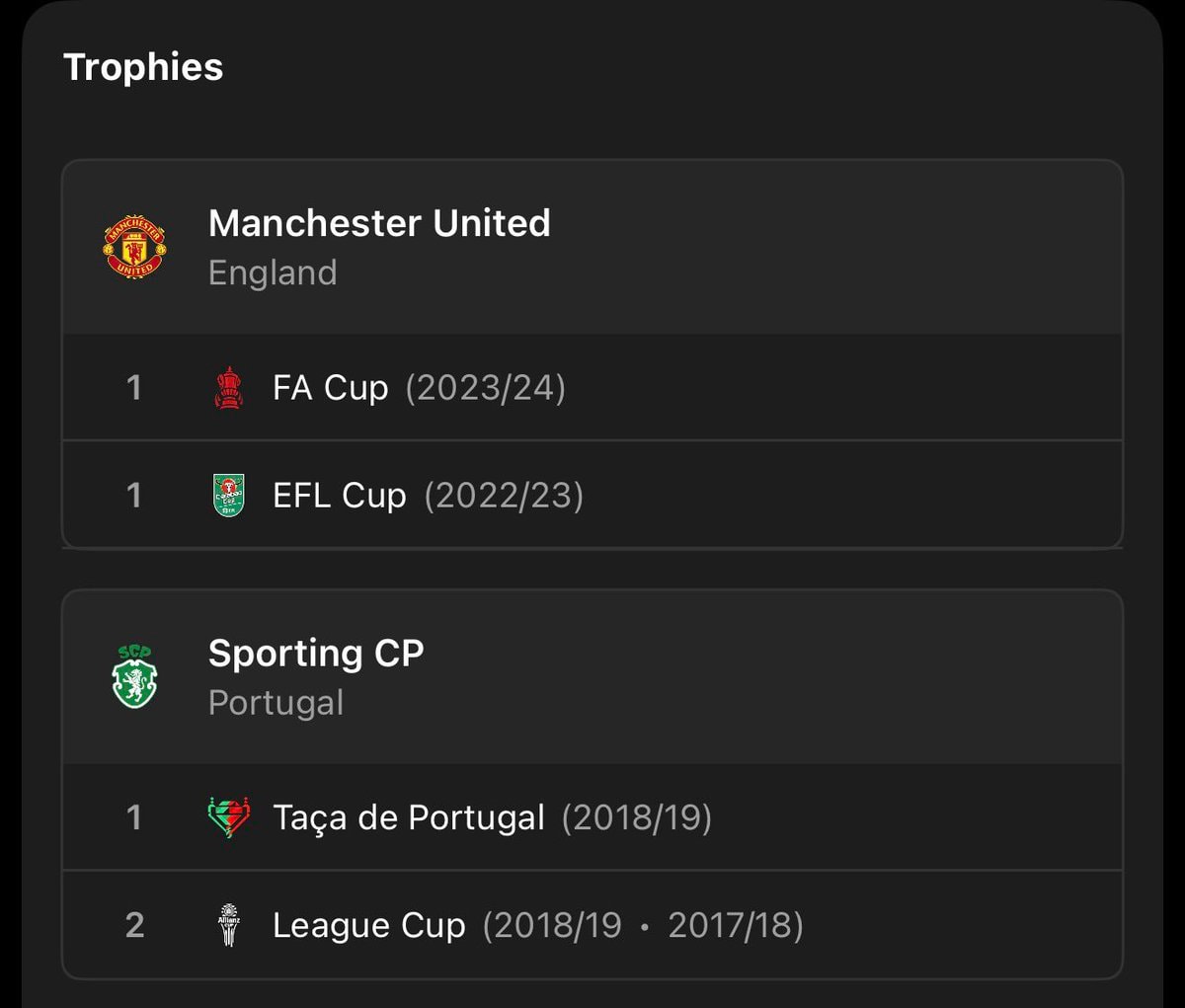 Bruno Fernandes career titles (photo 2 of 2)