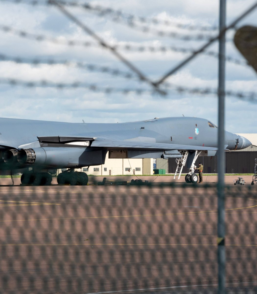 Military bomber aircraft and personnel