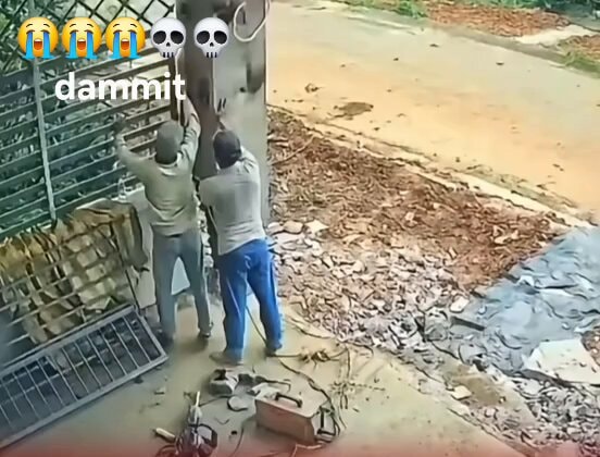 man tripping on tools