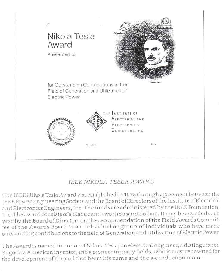 IEEE Nikola Tesla Award gold medal (photo 2 of 2)