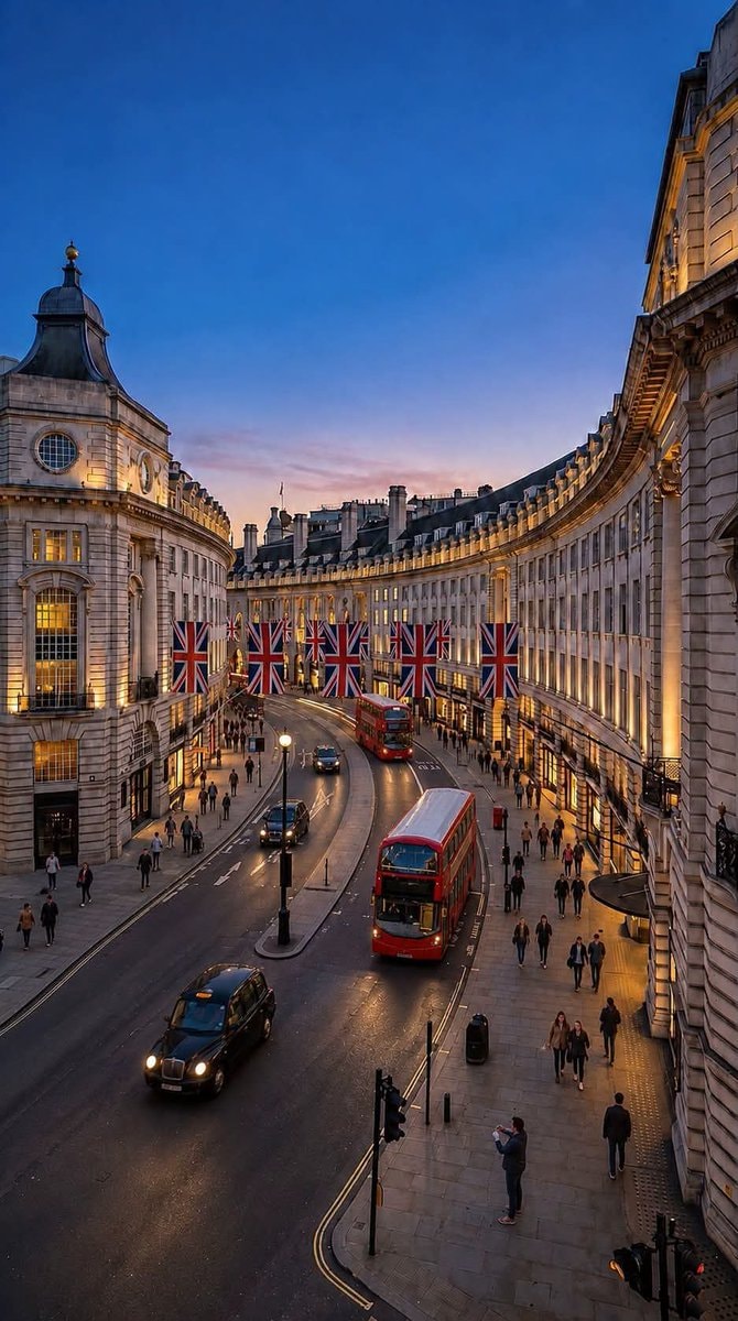 London UK street at dusk