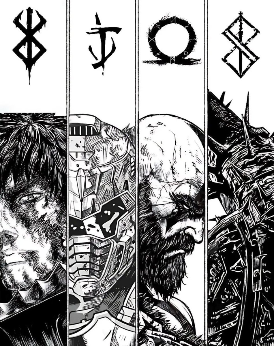 PEAK collage Guts Doom Slayer Kratos Griffith