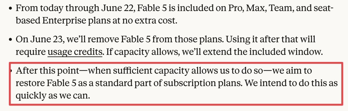 Claude Fable 5 removal June 23