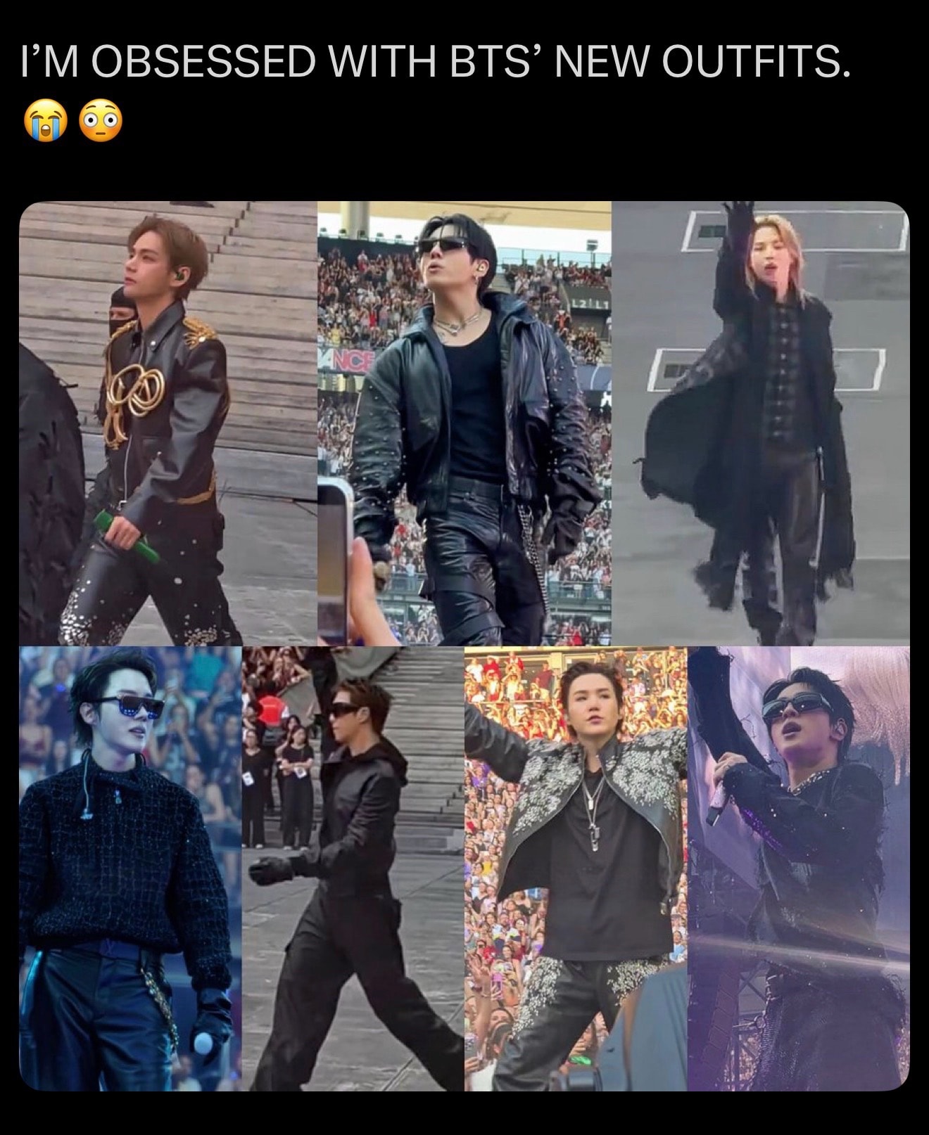BTS black outfits stage