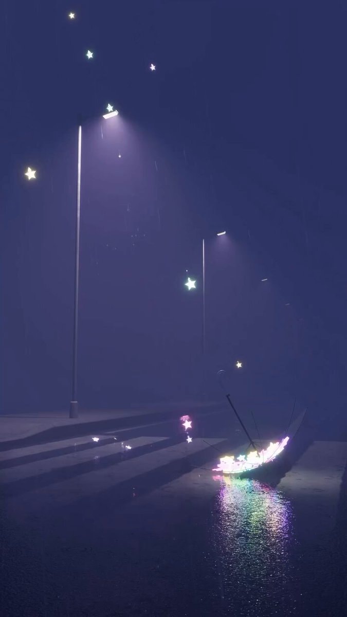 Rainy night umbrella with star lights