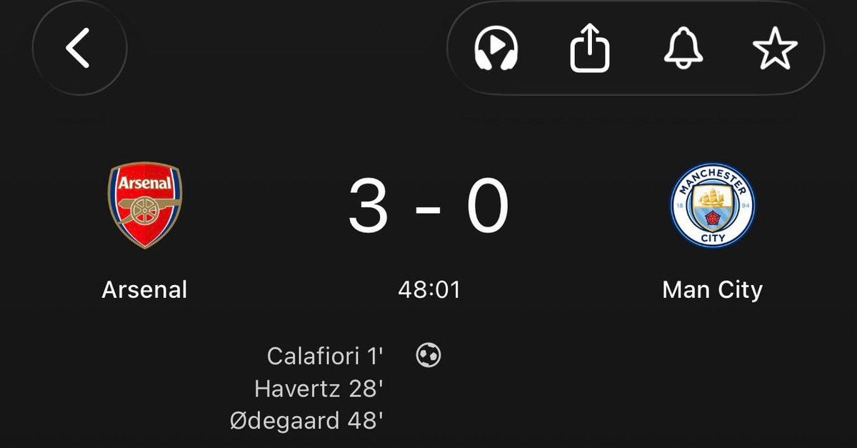 Arsenal vs Man City score