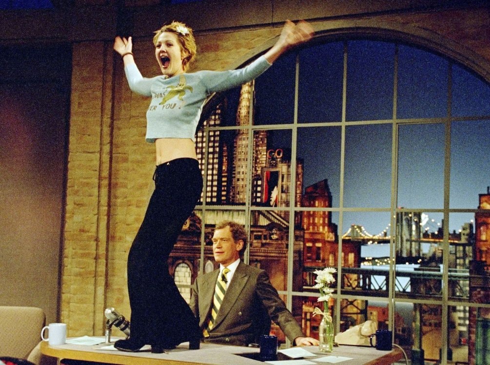 Drew Barrymore Letterman desk 1995