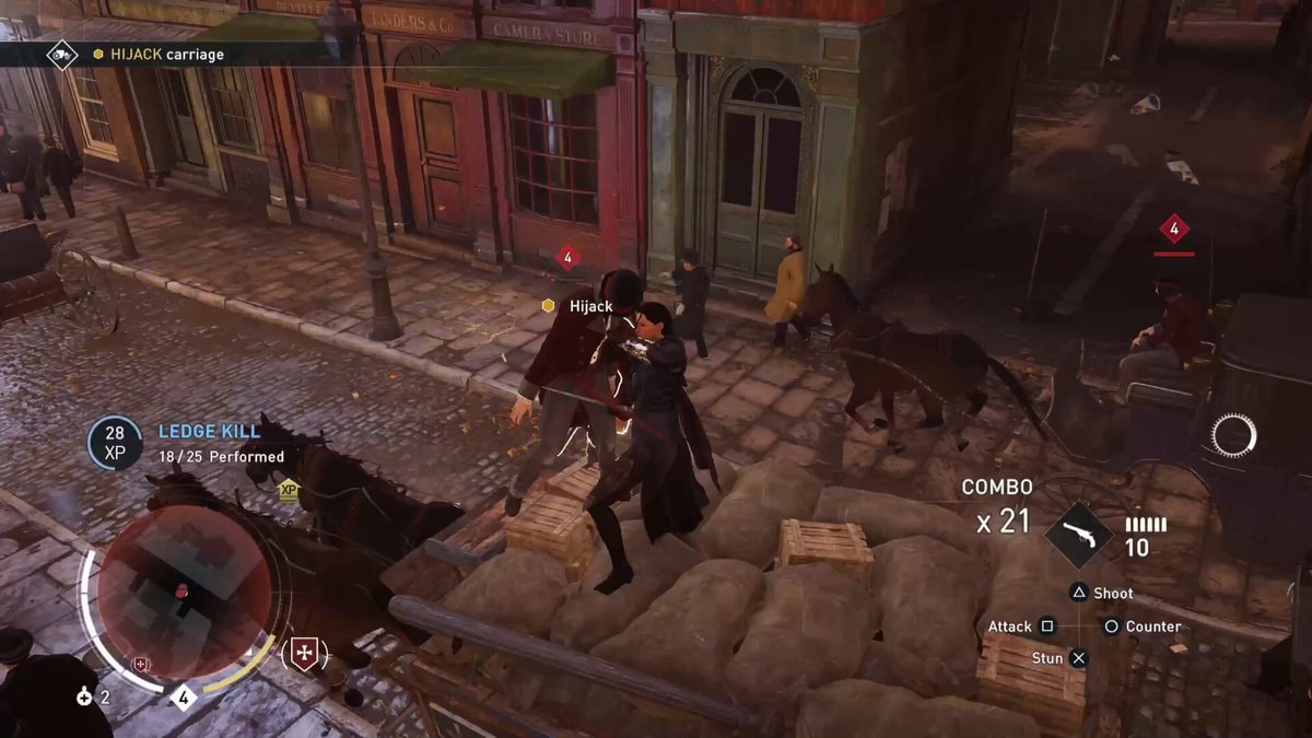 Gameplay fight scene with carriage