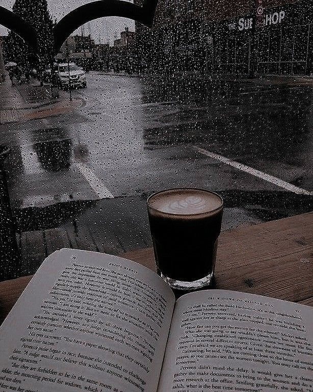 rainy day aesthetic book coffee cake (photo 3 of 3)