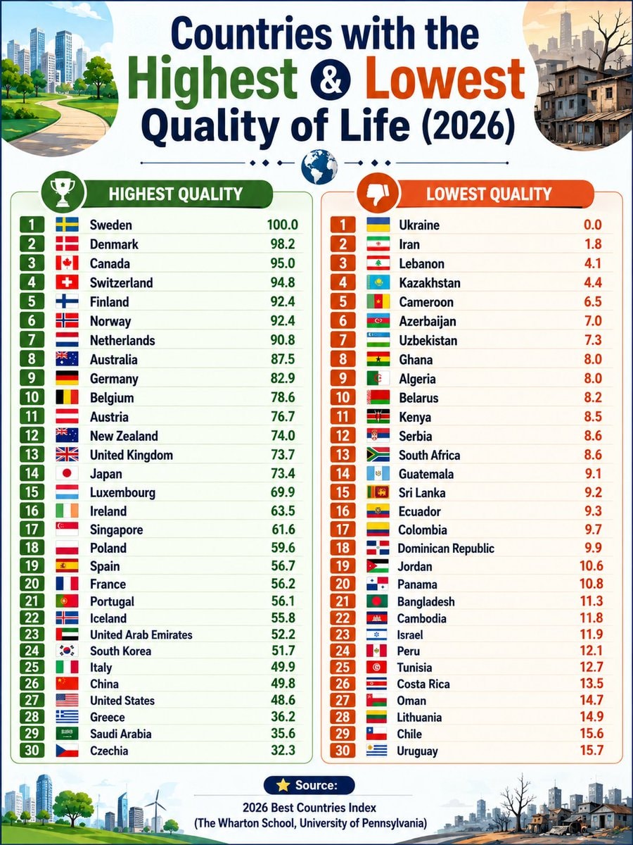 Quality of Life 2026 ranking Quality of Life 2026 ranking