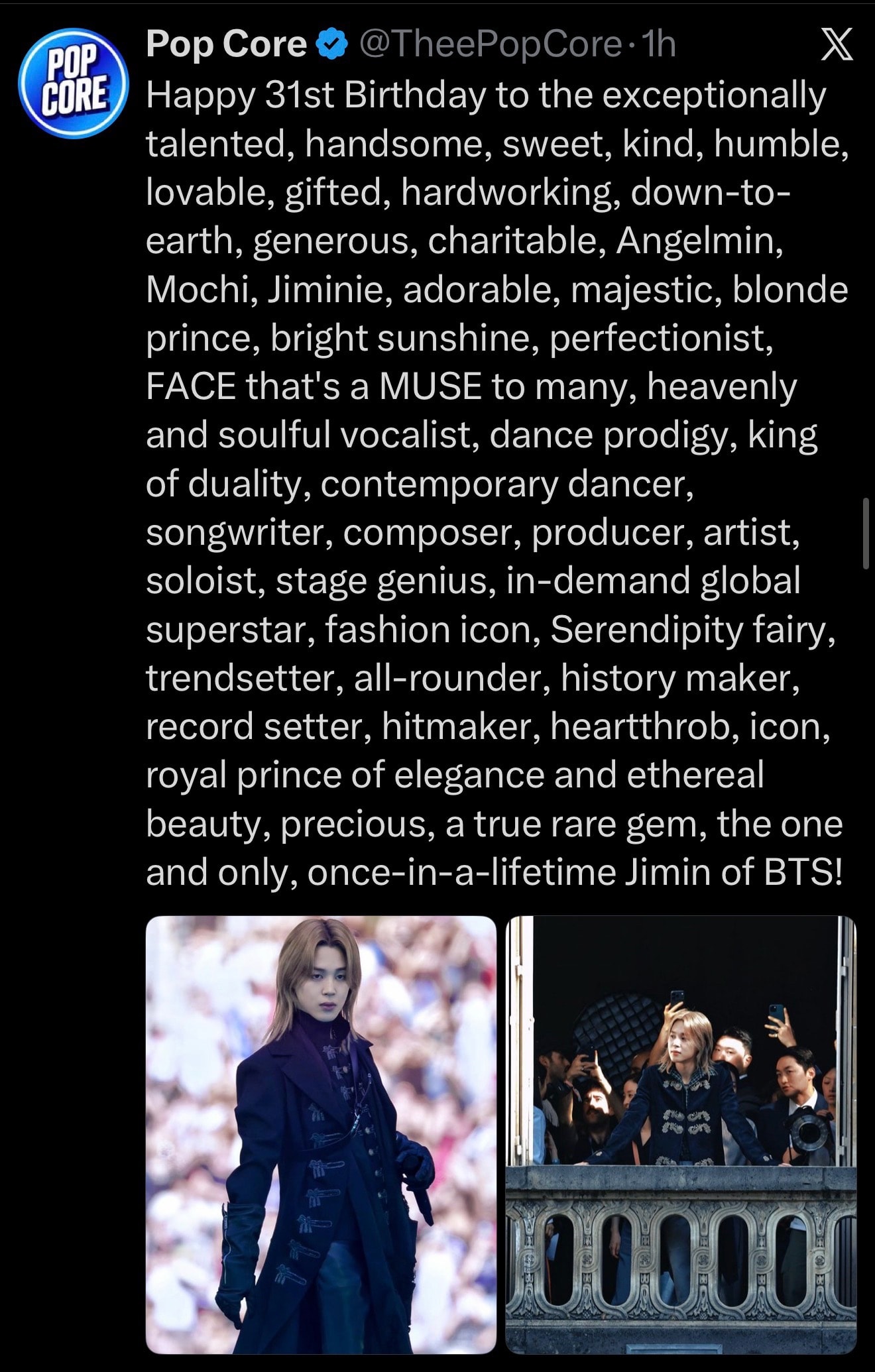 Jimin 31st Birthday Pop Core