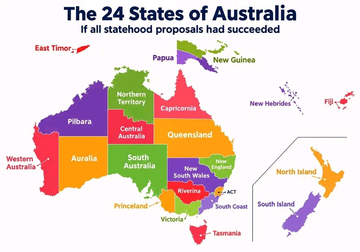 Australia hypothetical 24 states map